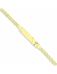 Genuine 14K Yellow Gold Pave Baby Id Figaro With Cross Bracelet 2 Grams Of Gold 100% Satisfaction Guaranteed.