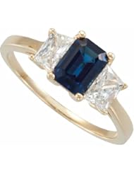 14K Yellow Gold Sapphire and Diamond Ring -- LIFETIME WARRANTY