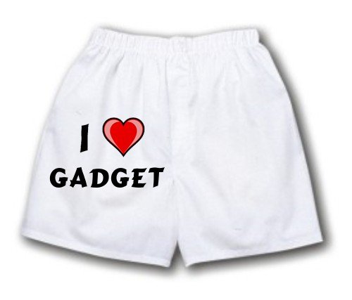 White Boxer Short with I Love Gadget
