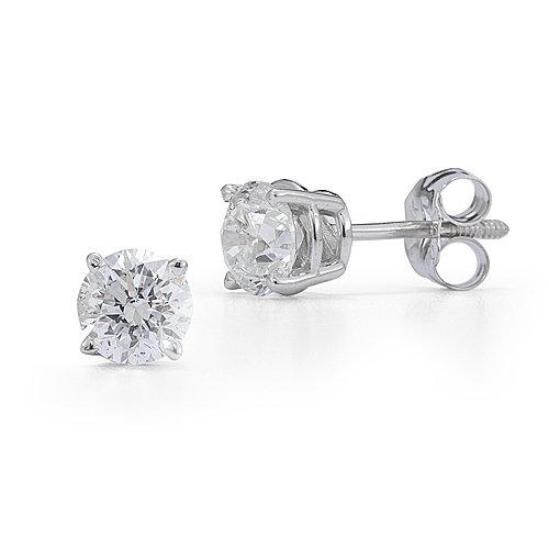 Certified 14k White Gold Diamond Stud Earrings (3/4 cttw, H-I Color, I1-I2 Clarity)