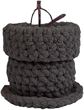 Trine Hand Crocheted Soft Eyeglass Basket - Upright Standing Eyeglass Case or Eyeglass Holder for Desktop, Nightstand, and Countertop - Dark Grey