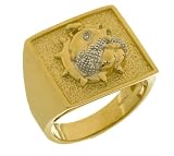 Image of 9ct Yellow Gold Mens Diamond Ring