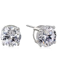 Sterling Silver Round Diamond Simulant Stud Earrings, (5.24 cttw)