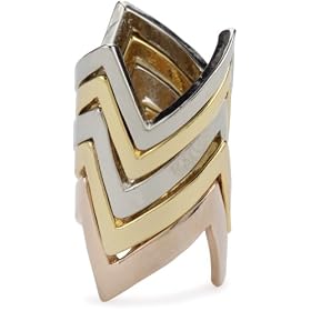 House of Harlow 1960 Tri-Colored Five Stack Jagged Rings, Siz