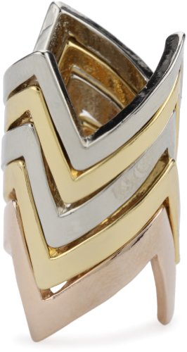 House of Harlow 1960 Tri-Colored Five Stack Jagged Rings, Size 7