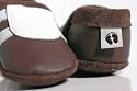 little foot company® Krabbelschuhe aus Rindnappaleder, Modell Sport in schoko, Applikation in weiß