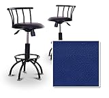 2 24"-29" Blue Vinyl Seat Black Metal Adjustable Custom Barstools (Rush Fre ....