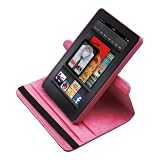 MiniSuit 360 Rotating Case Slim Leather Multi-View-Angle Stand case cover (Hot Pink) for Amazon Kindle Fire 7-Inch Android Tablet