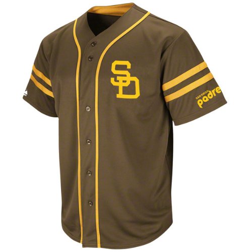 Majestic San Diego Padres Throwback Heater Jersey - Brown (X-Large)