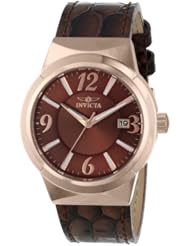 Invicta Womens 15412 "Angel" 18k Rose Gold Ion-Plated Stainless Steel and Brown Leather Watch