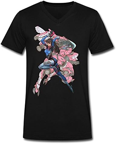QINQING D.Va Art Men's Black XX-Large V-neck T-Shirt
