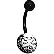 Glitter Black White Skull Crossbones Belly Ring