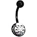 Glitter Black White Skull Crossbones Belly Ring