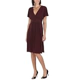 Mossimo Black: Flutter-Sleeve Wrap Dress With Tie Back - Red/ Black
