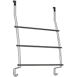 InterDesign Classico Over-The-Shower-Door Towel Rack 3, Bronze