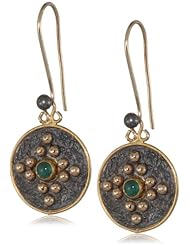 Stella Flame "Byzantia" Oxidized Silver, 24K and Emerald Earrings