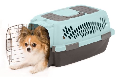 Petmate 21087 Pet Taxi Fashion Dog Crate, Small, Light Gray/Navy