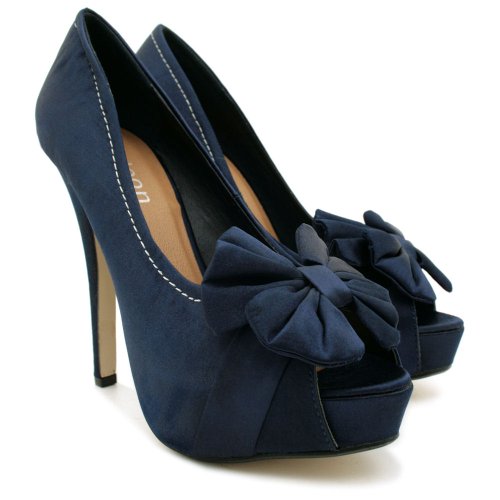Spy Love Buy Womens Satin Style Bow Stiletto Heel Platform Peep Toe Court Shoes Hannah