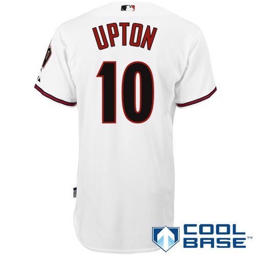 MLB Men's Arizona Diamondbacks Justin Upton Six Button Cool Base Authentic Home Jersey (Wht, 40/Medium)