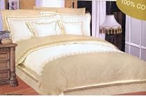 10Pc 100% Cotton Beige Cal King Embroidery Duvet Comforter set + Bedspread + Sheet Set bed in a Bag