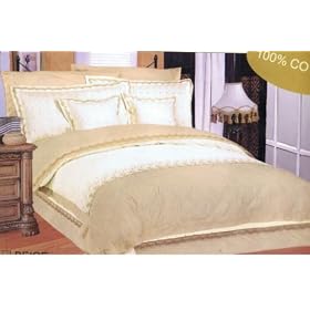 10Pcs Light Taupe Cal King 100% Cotton Embroidery Duvet Cover Comforter set + Bedspread + Sheet Set bed in a Bag