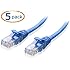 Cable Matters 5-Pack, Cat6 Snagless Ethernet Patch Cable in Blue 3 Feet