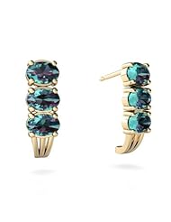Created Alexandrite 14kt Yellow Gold Earrings