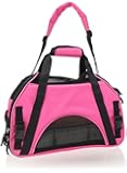 OxGord Airline Approved Pet Carriers w/ Fleece Bed For Dog & Cat - Medium, Soft Sided Kennel - 2016 Newly Designed Model, Juicy Hot Pink