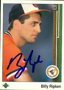 Billy Ripken Autographed/Hand Signed Baseball Card (Baltimore Orioles) 1989 Upper Deck #283