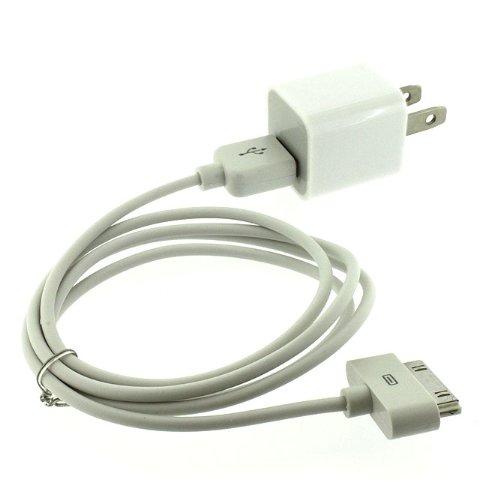 USB Wall Adapter Charger with USB to Dock Connector cable compatible with ALL iPhone 3 3G 3GS 4 4S
