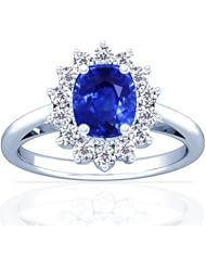 Platinum Cushion Cut Blue Sapphire Ring With Sidestones (GIA Certificate)