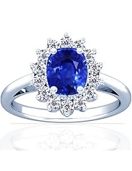 14K White Gold Cushion Cut Blue Sapphire Ring With Sidestones (GIA Certificate)