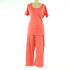 Liz Claiborne Sleepwear Women Printed Jersey 2x2 Rib Pajamas