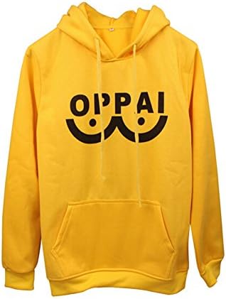One Punch Man Hoodie Saitama Oppai Sweatshirt Cospla Costume Jacket Coat Yellow M