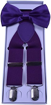 SUNNY OECAN Bow Tie and Suspenders Set Adjustable with Gift Box Purple