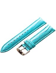 18mm Turquoise Blue Lizard Grain Leather Watch Band Strap (Quick Release Pins!) with Stainless Steel Buckle - Fits All Watches!!!