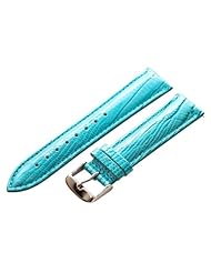22mm Turquoise Blue Lizard Grain Leather Watch Band Strap (Quick Release Pins!) with Stainless Steel Buckle - Fits All Watches!!!
