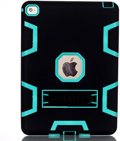 CEXECELLS Three Layer Armor Defender Full-Body Rugged Hybrid Protective Case Cover Screen Protector With KickStand Shock-Absorption for iPad 6 Case,iPad Air 2 Case Black + Green