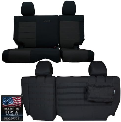 Trek Armor TAJKSC2007R4BB - 4 door Rear Bench Cover Jeep Wrangler JK - Made in USA - BLACK/BLACK