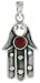 Sterling Silver Hamsa (Chamsa) pendant with synthetic Coral 1 1/8" (29mm)