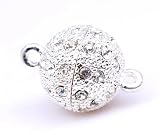 13mm 18K White Gold Plated Round Pave Magnetic Clasps set with Swarovski Crystal - Wholesale Price