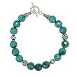 Southwestern Faceted Turquoise Beaded Bracelet with Bali Silver Accents, 7 3/4" Length, #7568