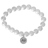 SilverEco Sterling Silver Flip Charm Protect Air Clear Crystal Wish Bead Stretch Bracelet