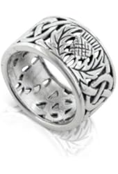 Scottish Thistle and Celtic Knot Wedding Band 11mm Wide Sterling Silver Ring(Sizes 3,4,5,6,7,8,9,10,11,12,13,14,15)