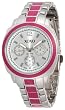 XOXO Women's XO111 Silver Dial Silver-tone and Pink Enamel Bracelet Watch