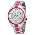 XOXO Women's XO111 Silver Dial Silver-tone and Pink Enamel Bracelet Watch