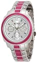 XOXO Women's XO111 Silver Dial Silver-tone and Pink Enamel Bracelet Watch