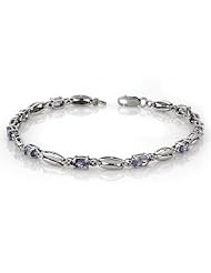 Genuine 2.0 ctw Tanzanite Bracelet 10K White Gold