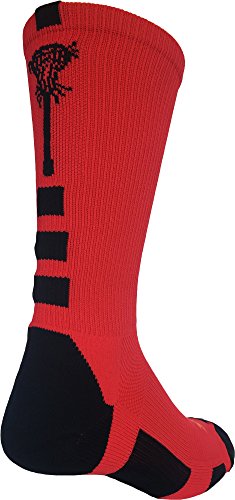 Midline Lacrosse Logo Crew Socks (Red/Black, Small)