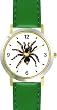 Spider - Tarantula Insect - Animal - WATCHBUDDY&reg; DELUXE TWO-TONE THEME WATCH - Arabic Numbers - Green Leather Strap-Size-Children's Size-Small ( Boy's Size & Girl's Size )